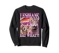 Lesbianas Comen ¿Qué?! Gato Divertido Orgullo Gay LGBTQ Juego de Palabras Sudadera