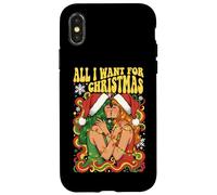 Lesbianas La Navidad Beso Sapphic Gay Chica Pareja Retro Carcasa para iPhone X/XS