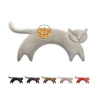 LESCHI Bolsa Semillas Microondas 47x23 cm, Saco de Semillas de 100% Algodón y Trigo Orgánicos, Gata Clara gris, Saco Térmico de Semillas para Microondas ideal para Cuello, Cervical y Espalda