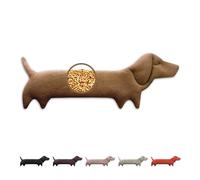 LESCHI Bolsa Semillas Microondas Teckel 52x20 cm, Saco de Semillas de 100% Algodón y Trigo Orgánicos, Perro salchicha marron, Saco Térmico de Semillas para Microondas para Cuello, Cervical y Espalda