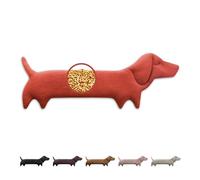 LESCHI Bolsa Semillas Microondas Teckel 52x20 cm, Saco de Semillas de 100% Algodón y Trigo Orgánicos, Saco Térmico de Semillas para Microondas para Cuello, Cervical y Espalda, Perro salchicha rojo