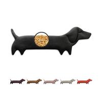 LESCHI Bolsa Semillas Microondas Teckel 52x20 cm, Saco de Semillas de 100% Algodón y Trigo Orgánicos, Saco Térmico de Semillas para Microondas para Cuello, Cervical y Espalda, Perro salchicha negro