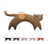 LESCHI Saco de Semillas para Microondas, Saco Térmico de Semillas de 100% Algodón y Trigo Orgánicos, Bolsa Semillas Microondas ideal para Cuello, Cervical y Espalda, 47x23 cm, Gata Clara marron