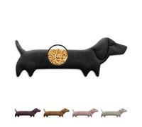 Leschi Saco Térmico de Semillas para Microondas 47x23 cm, de 100% Algodón y Trigo Orgánicos, Saco de Semillas en forma de perro negro, Bolsa Semillas Microondas ideal para Cuello, Cervical y Espalda