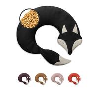 LESCHI Saco Térmico de Semillas para Microondas, de 100% Algodón y Trigo Orgánicos, Bolsa Semillas Microondas ideal para Cuello, Cervical y Espalda, Saco de Semillas en forma de zorro, negro