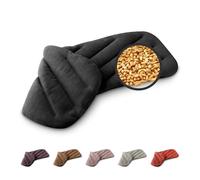 LESCHI XXL Saco Térmico de Semillas para Microondas 50x20cm, Saco de Semillas de 8 Compartimentos, Bolsa Semillas Microondas ideal para Cervical y Espalda, 100% Algodón y Trigo Orgánicos, Negro