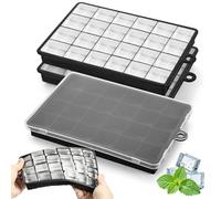 Leseed 3 Piezas Cubiteras para Hielo de Silicona, Hielera Silicona con 24 Compartimentos y Tapa, Fácil Desmoldeo, Ice Cube Tray ideal para Cócteles, Whisky, Vino, Café, Batidos y Diversas Bebidas