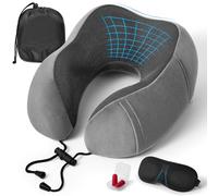 Leseed Almohada de Viaje para Cuello, Comfy Almohada Avion Viscoelastica de Espuma Memoria, Cojin Cuello Viaje con Antifaz, Tapones y Bolsa, Almohada Cuello Ideal para Avión, Tren y Coche