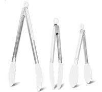 Leseed Silicone Kitchen Tongs Set of 3 Pieces, Silicone Kitchen Tongs Resistant to High and Low Temperatures, Kitchen Tongs with Safety Lock for Easy Storage