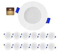 Leselux 12 Pack Downlight LED Techo Empotrable 4W, 370LM IP44 Ojos de Buey LED Blanco Cálido 2700K, Apertura 65-85mm, Extraplano 24mm, Focos Interior Techo Empotrable para Baño Salón, No Regulable