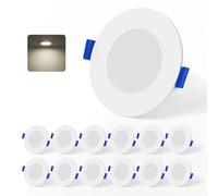 Leselux 12 Pack Focos Interior Techo Empotrable, 4W 370LM Downlight LED Techo Empotrable Blanco Natural 4000K, Apertura 65-85mm, Extraplano 25mm, IP44 Ojos de Buey LED para Baño Salón, No Regulable