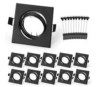 Leselux Marcos Foco Empotrados Techo Cuadrado In U10 Zócalo, 10x Negro Marco Empotrable Ojo de Buey para Techo, Ángulo Rotable 60°, Agujero 68-80mm, Para Lámparas De Led O Halógena, Sin Bombilla