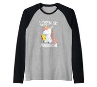 Lesen ist Magisch Einhorn Lesen Magische Lesewelt Kinder Camiseta Manga Raglan