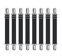 Lesfit 8 Piezas Pinza sujeta sabanas bajeras, Elastica Sujetadores para Sábanas, Ajustables Sujetadores de Hojas, Correas Cama Clips para sofás(Negro)