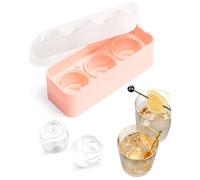 Lesfit Molde de Silicona, Cubiteras para Hielo 3D Rosas con Tapa, sin BPA, Cubitera Silicona para Cócteles y Bebidas (Rosa)