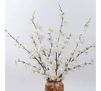LESING 4 Flores de Cerezo Artificiales, Ramas de Cerezo de Seda Falsa, arreglos de Tallos Altos de Flores de melocotón para Boda, hogar, Oficina, decoración de Fiestas (Blanco-1)