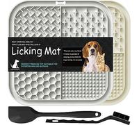 Lesipee Alfombrilla para perros y gatos, paquete de 2, apta para lavavajillas, juguete para la ansiedad de perros para mantequilla, yogur, maní, suministros para mascotas, tapete calmante