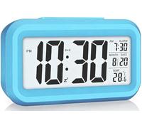 Lesipee Reloj despertador digital para dormitorio, reloj de escritorio que funciona con pilas, reloj digital con luz nocturna inteligente, pantalla de 12/24 horas, función de repetición para personas