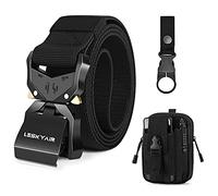Leskyair Cinturón Táctico para Hombres 1.5 pulgadas, Cinturon Hombre Trabajo Estilo Militar Cinturón con Hebilla de Metal liberación rápido, Regalo con Bolsa Táctica Molle y Soporte para Botella