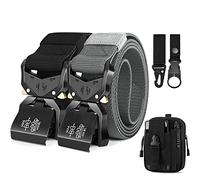 Leskyair Cinturón Táctico para Hombres 2 Piezas, Cinturon Hombre Trabajo 1.5 pulgadas Estilo Militar Cinturón con Hebilla de Metal liberación rápido, Regalo con Bolsa Táctica y Gancho