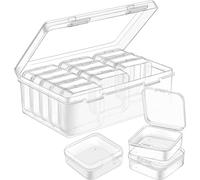 Leslady Mini Caja de Plástico con Tapa Cajitas Organizadoras de Caja Pequeña, Contenedores de Plástico Transparente Ideales para Joyas y Componentes Electrónicos