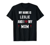 Leslie I Love My Mom Cute Personal Día de la Madre Camiseta