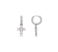 Leslii Pendientes de cruz con brillantes de acero inoxidable de 14 quilates, chapados en oro o plata, resistentes al agua, unisex, normal, Acero inoxidable, Crystal