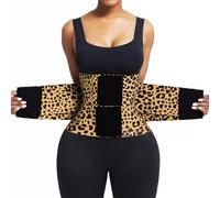 LESMIRE Faja moldeadora de cintura con triple envoltura, cómoda y transpirable, talla grande, leopardo, M
