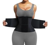 LESMIRE Faja moldeadora de cintura con triple envoltura, cómoda y transpirable, talla grande, Negro, L