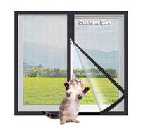 Lesone Protector de ventana de protección para gatos y mascotas, red autoadhesiva antimosquitos, red de fibra a prueba de desgarros, red de seguridad para balcón con cremallera