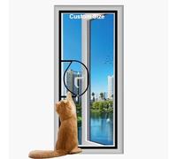 Lesone Red de Protección para Ventanas para Gatos, Mosquitera para Ventanas, Malla Antimosquitos a Medida para Ventanas, Malla Autoadhesiva con Cremallera, Malla de Fibra de Vidrio Resistente a