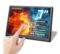 LESOWN Monitor portátil IPS táctil de 7 pulgadas con altavoces duales, conector de audio, pantalla táctil capacitiva de 1024 x 600, pantalla de computadora USB HDMI para Windows Raspberry Pi Ubuntu