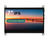 LESOWN Pantalla táctil de 7 pulgadas IPS 1024x600 HDMI, pantalla táctil capacitiva alimentada por USB con altavoces duales para Raspberry Pi 4 3 Windows AIDA64 Monitoreo de temperatura CPU