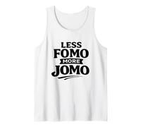 Less FOMO More JOMO Minimalist Retro Vintage Quote Design Camiseta sin Mangas
