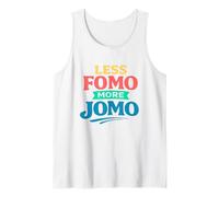 Less FOMO More JOMO Minimalist Retro Vintage Quote Design Camiseta sin Mangas