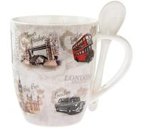 lesser and pavey- Taza de cerámica con Cuchara | Londres | 1 pieza-10 onzas Accesorio, Multicolor (LP43229)