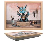 Lesser & Pavey Bug Art - Bandeja de Regazo de dragón con Bolsa de Frijoles para Servir Platos, Bonitas bandejas de Regazo para Comer en el Regazo para la Cena o el Desayuno, bandejas de Comida de