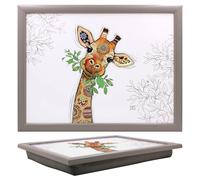 Lesser & Pavey Bug Art Gina Giraffe Laptray con Bolsa de Frijoles para Servir Platos | Bonitas bandejas de Regazo para Comer en el Regazo para la Cena o el Desayuno | Bandejas de Comida de Nuevo