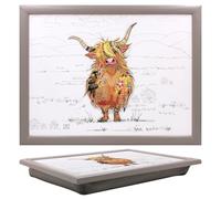 Lesser & Pavey Bug Art Hamish Highland Cow Laptray con Bolsa de Frijoles para Servir Platos | Bonitas bandejas de Regazo para Comer en el Regazo para la Cena o el Desayuno | Bandejas de Comida de