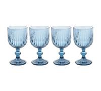 Lesser & Pavey Elements - Juego de 4 copas de vino azul para el hogar, cocina, restaurante y fiestas, juego de 4 copas de vino para bebidas, regalo ideal para mujeres, hombres, bodas y Navidad