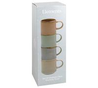 Lesser & Pavey Elements - Juego de 4 tazas apilables de esmalte reactivo para cocina y hogar, elegante juego de 4 tazas de vajilla para cada ocasión, bonito juego de tazas de café para hombres y