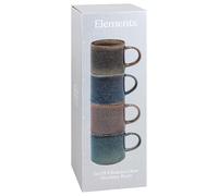 Lesser & Pavey Elements - Juego de 4 tazas apilables de esmalte reactivo para cocina y hogar, elegante juego de 4 tazas de vajilla para cada ocasión, bonito juego de tazas de café para hombres y