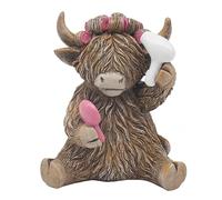 Lesser & Pavey Happy Highland Cow Hairdo - Figuras y Adornos para Sala de Estar y Oficina, Accesorios de decoración para Interiores y Exteriores, Bonitos Regalos para Mujeres y Hombres