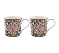 Lesser & Pavey Juego de 2 tazas de café de diseño británico, tazas de café de cerámica para el hogar o el trabajo, tazas grandes para bebidas calientes, tazas de té y café (tazas de madreselva S2)