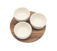 Lesser & Pavey - Juego de 3 platos para aperitivos y bandeja de madera para servir | Bandeja de cena para múltiples usos en el hogar | Diseñado por Elements | Bandejas para aperitivos y servir