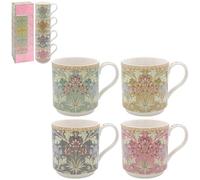 Lesser & Pavey Juego de 4 tazas apilables | Tazas apilables de diseño británico para todas las cocinas | Tazas apilables para cocinas modernas con bonitos diseños (apilamiento de jacinto S4)