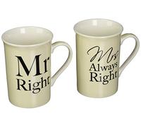 Lesser & Pavey LP33186 Mr & Mrs Right - Juego de 2 tazas, porcelana, color crema