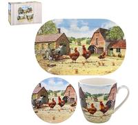 Lesser & Pavey Macneil Cockerel & Hen - Posavasos y taza de té