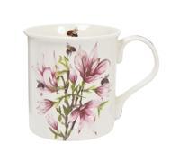 Lesser & Pavey Taza de cerámica de porcelana fina, taza de café con diseño floral de magnolia