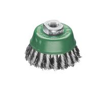 Lessmann 482517 482517 - Cepillo para trenzas (65 mm de diámetro, 18 trenzas, 0,50 mm de diámetro, rosca M14, alambre de acero inoxidable, para eliminar escamas, óxido, pintura y restos de hormigón